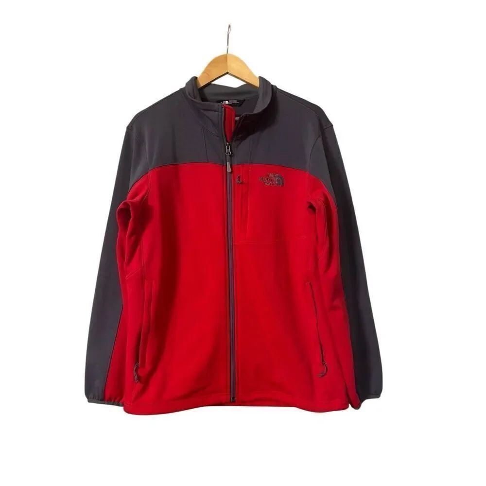 North face full zip jacket men’s medium red gray lightweight